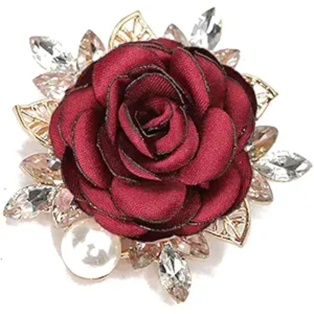 Elegant Rose Flower Brooch Pin Women Wedding Party Gift Gentleman's Red